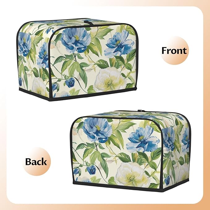 Pastoral Charm Flowers Toaster Cover 2 Slice, Cute Rural Bread Machine Cover, Washable Dust-Proof Cover for Kitchen Small Appliance Cover,with Top Handle