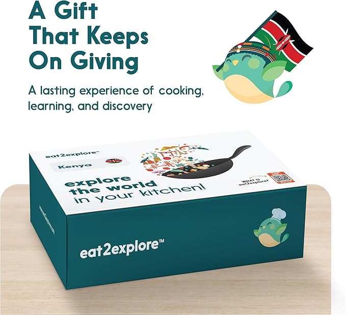 eat2explore Cooking Kits for Kids 14 Pcs – Interactive & Educational Kids Cooking Sets Real for Ages 5 and Up,3 Recipe Cards & Global Ingredients – Fun for Young Chefs (Kenya Edition)