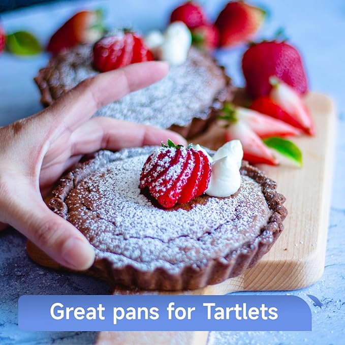 4 Pack 5-Inch Tart Pans with Removable Bottom, Nonstick Quiche Pan Fluted Pie Pans for Baking Treats, Pie, Quiches, Tartlets