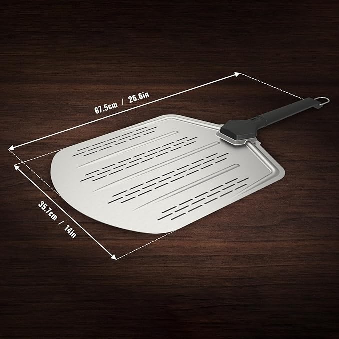 Witt 14"/36CM Perforated Pizza Peel – Ultra Thin Aluminum Peel for Retrieving Pizzas from The Pizza Oven with Ease