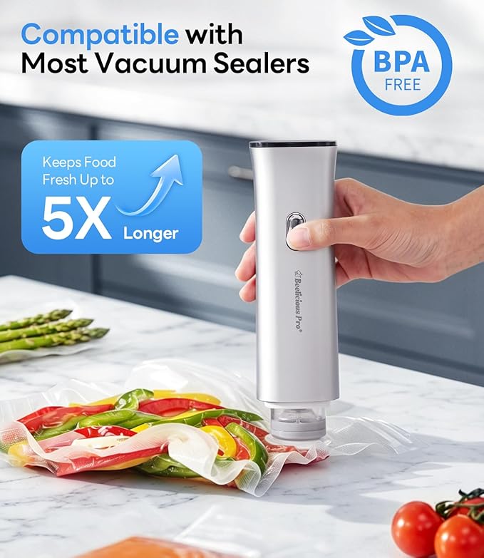 Handheld Vacuum Sealer for Food with 60 Reusable BPA-Free Food Storage Bags Total, Portable Food Vacuum Sealer Machine for Meal Prep, Travel & Kitchen