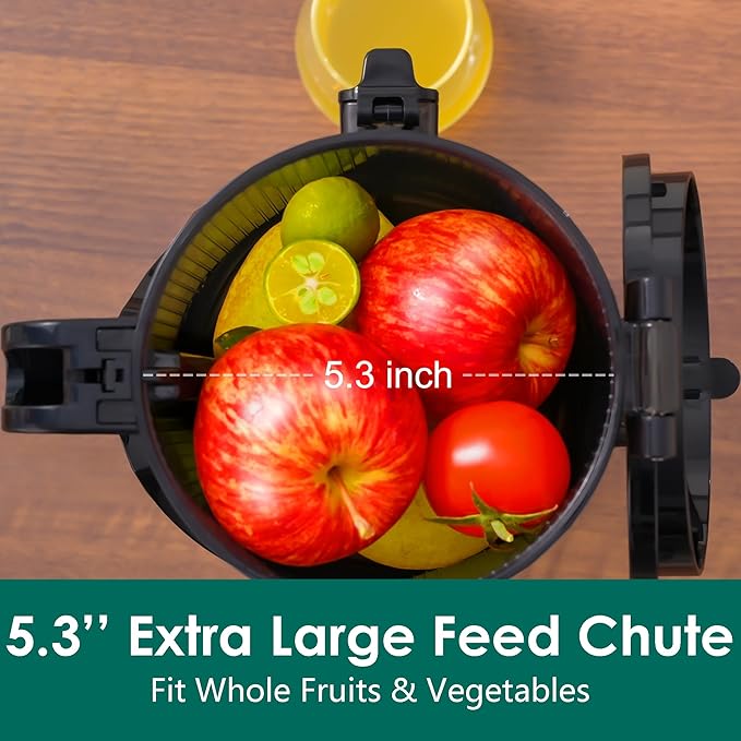 Cold Press Juicer Machines,Fretta Juicer Machines with PCTG Material from the USA,5.3" Extra Large Feed Chute Fit Whole Fruits & Vegetables,Truly BPA-Free,Easy to Clean(Grey, 1.8L)