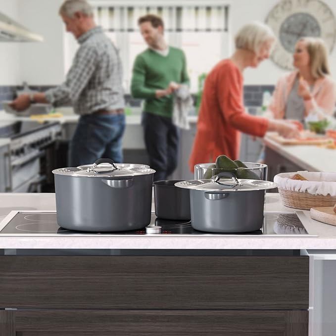 Universal Pans Pots Lid Cover Fit All 8.25 Inch to 12 Inch Pots/Pans/Woks Stainless Steel and Glass Lid with Heat Resistant Knob, Black