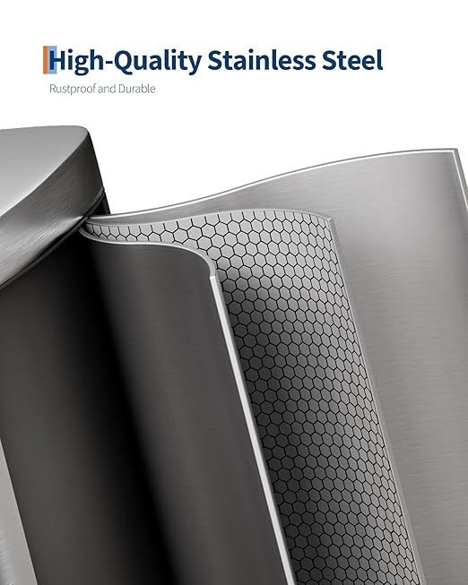 Garvee 13 Gal / 50 L Step-On Trash Can, Stainless Steel Kitchen Garbage Can with Soft Close Lid, Removable Inner Bucket & Rear Handle for Easy Transport