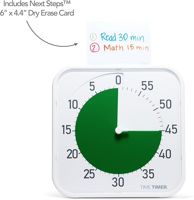 Time Timer Original 12" Visual Countdown Timer – Large 60-Minute Silent Classroom Visual Timer for SEL, Emotional Regulation, Focus, Calm Transitions, ADHD, Autism – (Green & White)