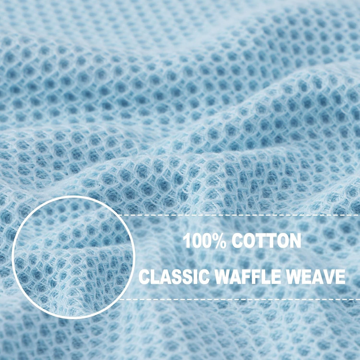 Homaxy 100% Cotton Waffle Weave Kitchen Dish Towels, Ultra Soft Absorbent Quick Drying Cleaning Towel, 13 x 28 Inches, 8-Pack, Sky Blue