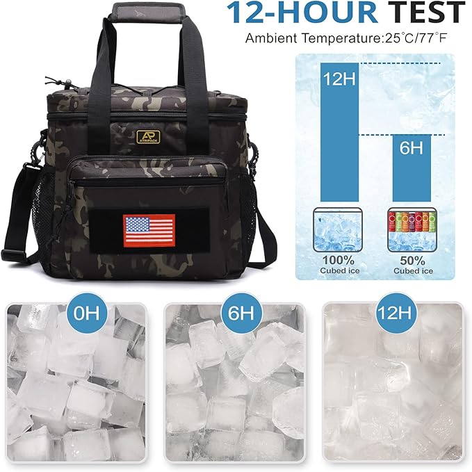 Lunch Box for Men, Tactical Lunch Bag MOLLE Webbing Leakproof Insulated Large Lunch Cooler Women Adult Meal with Adjustable Shoulder Strap Durable Lunch Pail (Camo-Black)