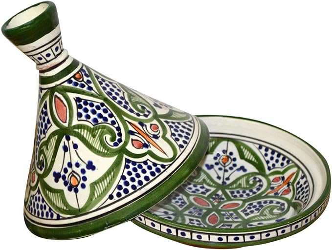 Moroccan Handmade Serving Tagine Exquisite Ceramic With Vivid colors Original 8 inches Across