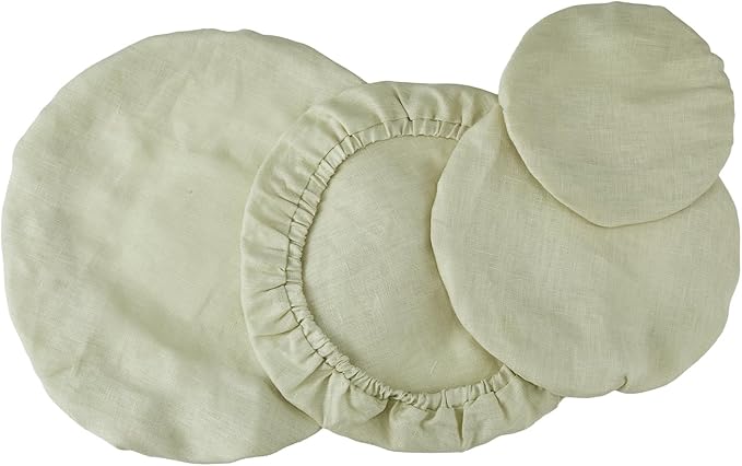 100% Pure Linen Bowl Covers For Bread Proofing, 4 Pcs Elastic Reusable Solid Color Cloth Fabric Bowl Covers,XL Organic Washable Large Stretch Sourdough Lids 6 * 8 * 10 * 12 Inches, Green
