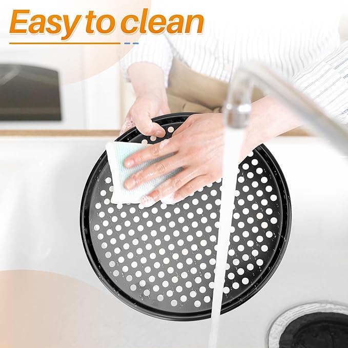 13 Inch Pizza Pan with Baking Pape - for Breville Oven Replacement Parts Perforated Round Pizza Tray, Compatible with Breville Smart Oven BOV800 and BOV845（Black）