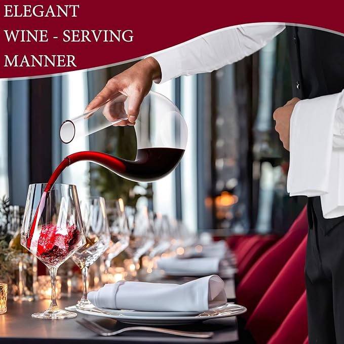 Hand-Blown Lead-Free Crystal Glass Wine Decanter – 750 ml Swan-Neck U-Shape Aerator | Luxury Gift Box, Drip-Free Pour Edge, Wide Stable Base, Easy-Clean Thin Neck | Elevate Dinners & Parties