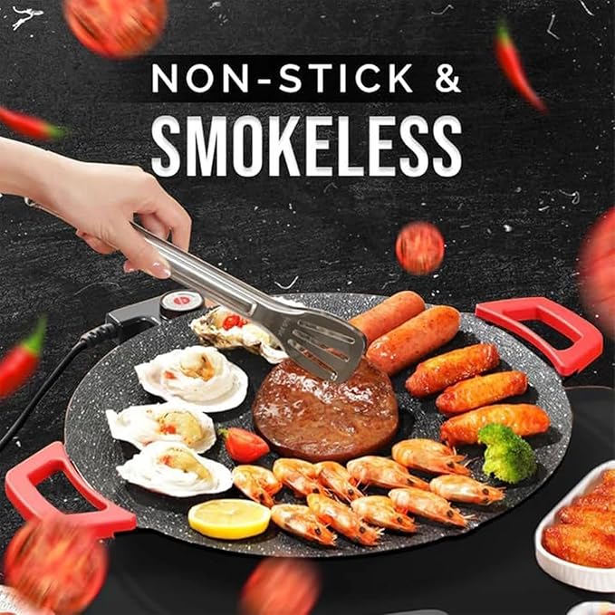 Non-Stick Electric Indoor Grill Pan, 11-15.74in Electric Griddle Nonstick, Multi-functional Korean Electric Indoor Grill, Smokeless Portable Electric Gril (36cm/15in)