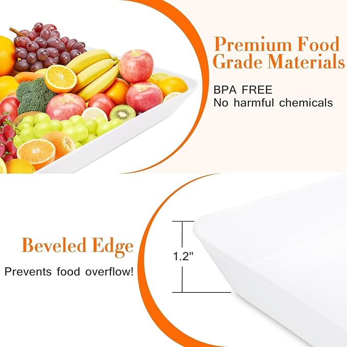 WOWBOX 3 pcs Serving Tray for Entertaining, Serving Platters for Fruit, Cookies, Dessert, Snacks, Reusable Plastic Trays for Serving Food and Pantry Organization in Kitchen & for Parties