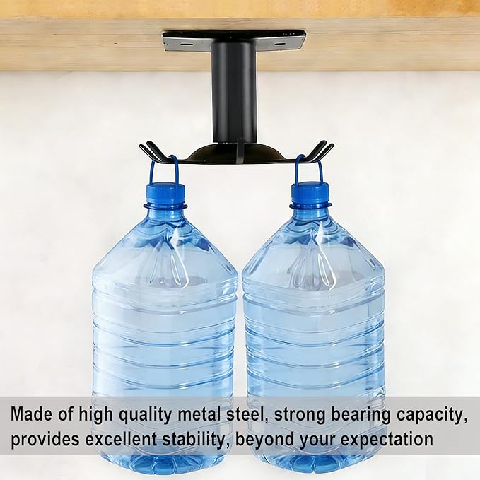 Utensil Hooks, 2 Pack Metal Steel Kitchen Utensil Hangers Rack 360° Rotating Under Cabinet Utensil Hooks Top Mounted with 6 Rotatable Claws for Cabinet Kitchen Bathroom