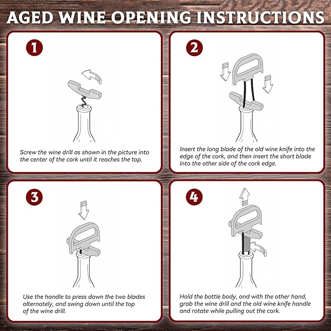 Ah So Wine Opener for Vintage Bottles, 3 in 1 Old Bottle Opener, Two Prong Cork Remover with Beer Bottle Opener, for Connoisseurs & Collectors to Uncork (Classic)