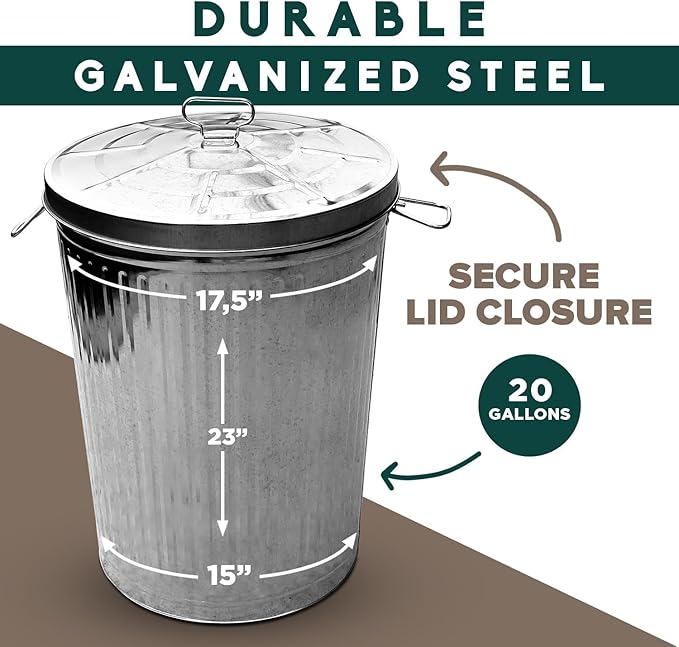 MARKSON 20 Gallon Trash Can, Stainless Steel Trash Can with Lid, Garbage Can with Lid