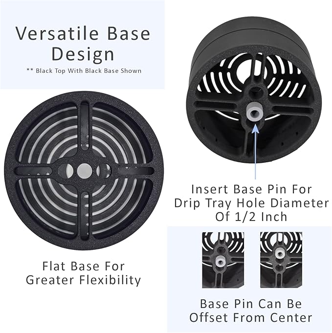 Elevate Anti-Splash Cup Riser Accessory for most Keurig K-cup, Cuisinart Single Serve, and other Coffee Makers, Adjustable for Cup Size and Drip Tray Type (Dark Gray with Black Base)