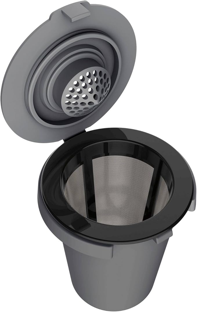 Cuisinart SS-RFC HomeBarista Reusable Filter Cup – Brew Coffee or Tea and Drop Wasteful Plastic from Single-Serve Pods with Sustainable Coffee Accessories, Gray