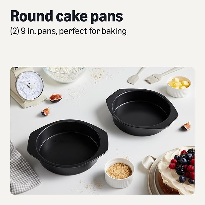 Amazon Basics Nonstick Round Cake Pan, Dishwasher and Oven-Safe, 9 in., Set of 2