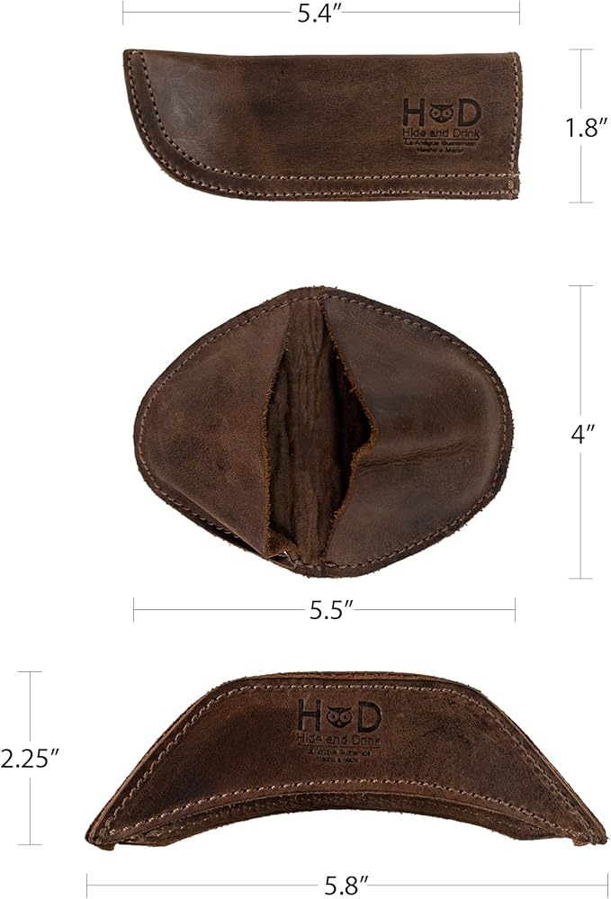 Hide & Drink, Set of 3 Rustic Hot Handle Holders, Panhandle, Side Kick & Grip Mitt, Assist Grip for Cast Iron Skillets & Pans, Full Grain Leather, Handmade, Bourbon Brown