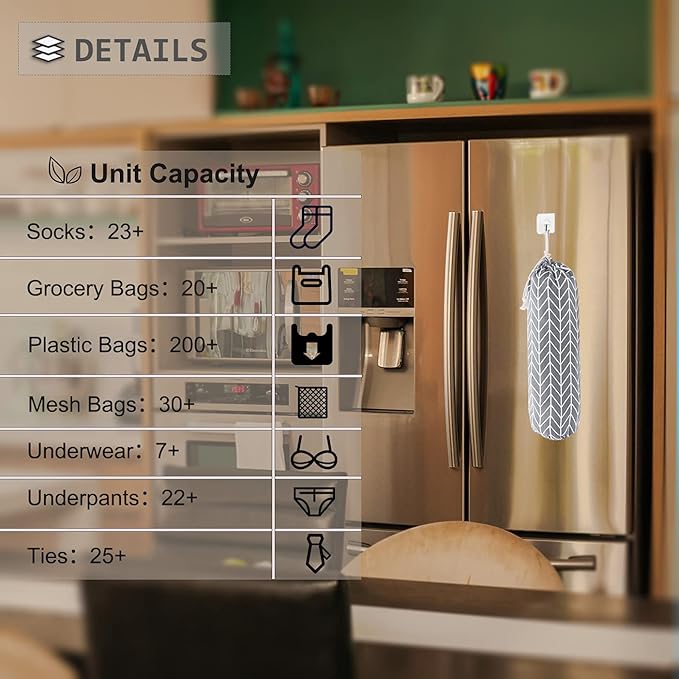 Wall Mount Plastic Grocery Bag Organizer/Holder,Washable Shopping Bags Carrier,Storage Dispenser for Home Kitchen Travelling, Free Adjustment with Drawstring, Large, Gray, 22x9"