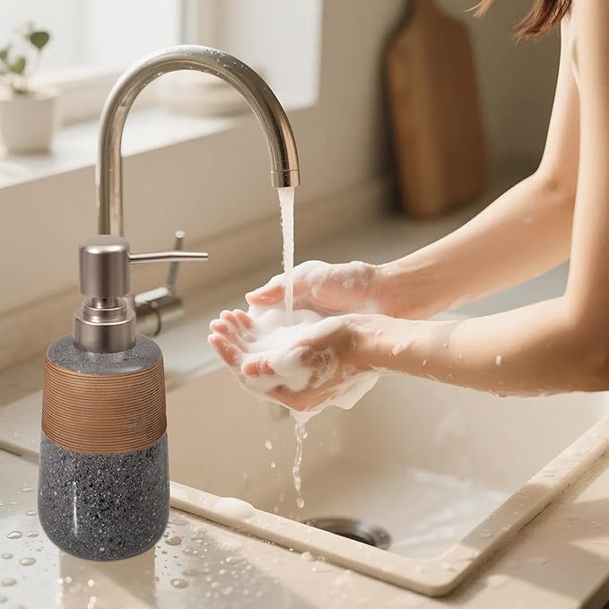 Ceramic Hand Soap Dispenser, 15 Oz Liquid Soap Dispenser for Bathroom Countertop Dish Soap Dispenser for Kitchen Sink, Bathroom Lotion Bottle Dispensers Farmhouse Kitchen Decor, White