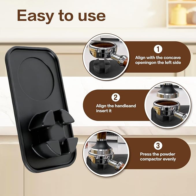 Tamping Mat Compatible with Ninja Luxe Cafe Espresso Machine ES601&ES701, Silicone Portafilter Holder & Tamping Station for Ninja Luxe Coffee, Non-Slip (Black)
