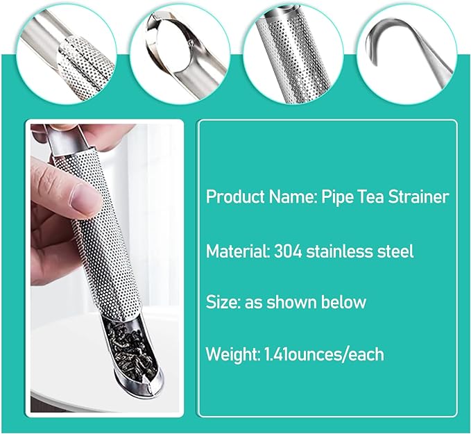 3 Pcs Tea Infuser and 1 Brush, tea diffusers for loose teaTea Infuser for Loose Tea Leaf, Coffee, Spices, Seasonings,Tea Infusers Pen with Hook