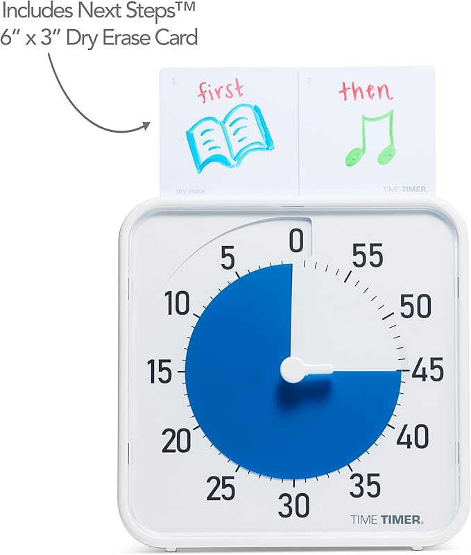 Time Timer Original 8" Visual Countdown Timer – Medium 60-Minute Silent Classroom Visual Timer for SEL, Emotional Regulation, Focus, Calm Transitions, ADHD, Autism – (Blue & White)