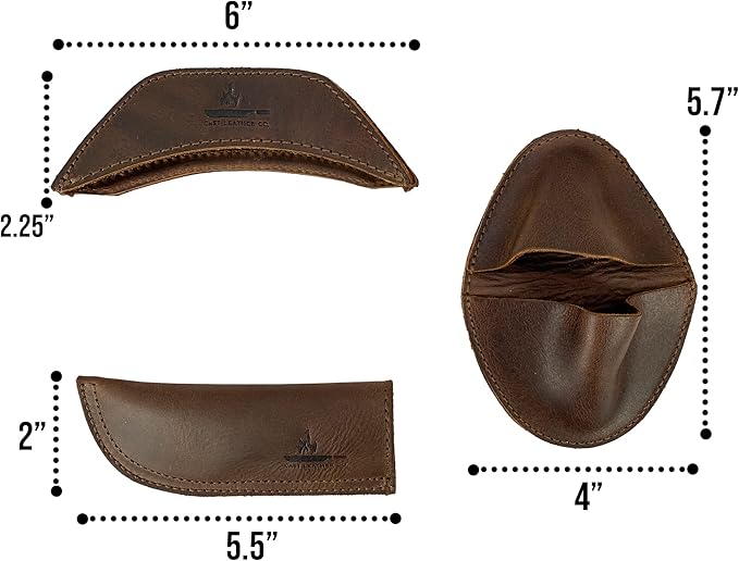 Set of 3 Rustic Hot Handle Holders, Panhandle, Side Kick & Grip Mitt, Assist Grip for Cast Iron Skillets & Pans, Full Grain Leather, Handmade, Bourbon Brown