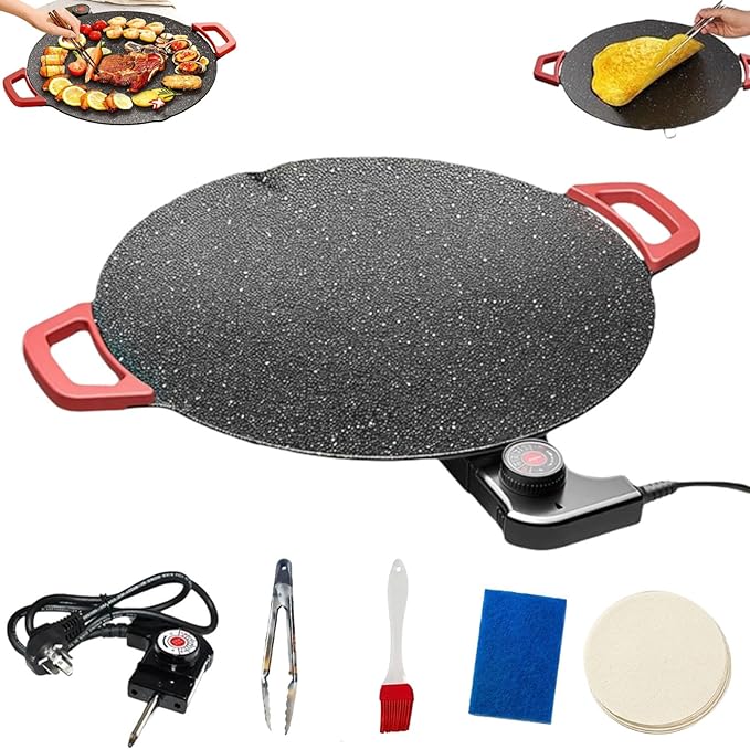 Indoor Grills Electric Smokeless, Smoke-Free Indoor Electric Grill & Non-stick Pan, 11/14 /15 Inch Nonstick Round Pan with Temperature Control, for Steaks, Pancakes, And BBQ (30 cm / 11.81 in)