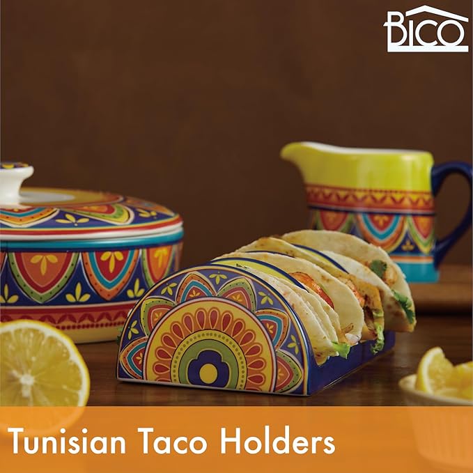 Bico Tunisian Taco Tuesday Set, Tortilla Warmer and Taco Holder, Microwave and Dishwasher Safe