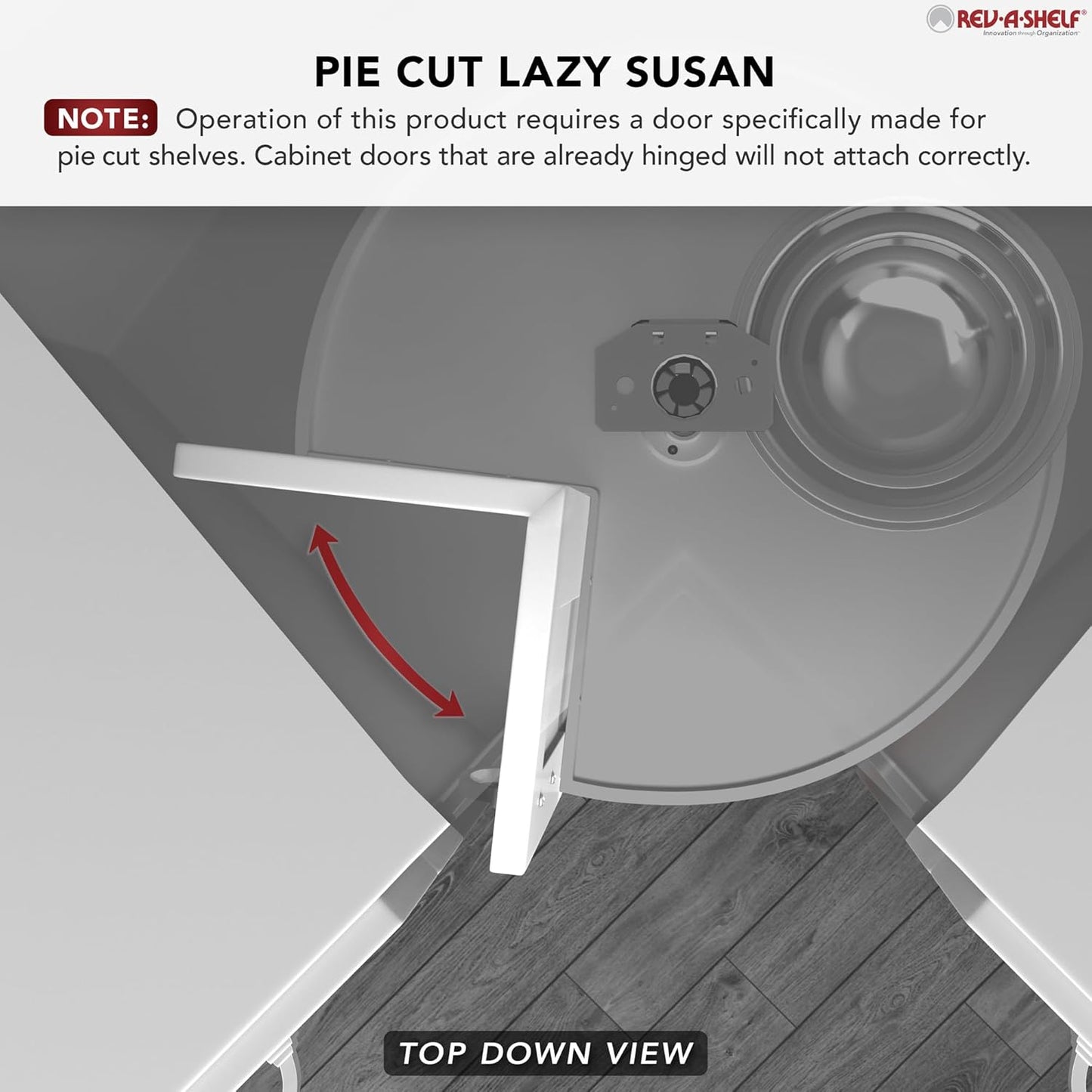 Rev-A-Shelf 2 Tier Pie-Cut Lazy Susan for Corner Base Cabinets, Plastic, 28" Double Shelf Swivel Kitchen Spice/Can Organizer, Almond, 6942-28-15-52