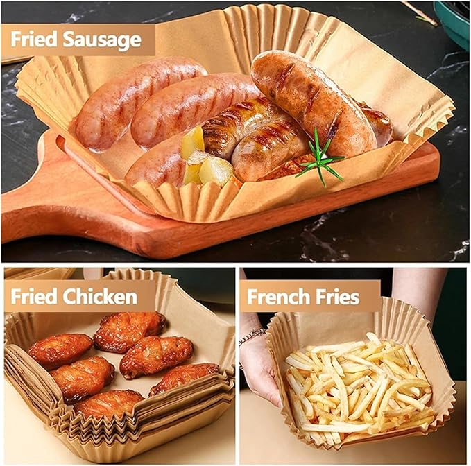 Large Air Fryer Disposable Paper Liners Nonstick 23cm Oven Airfryer Parchment Baking Paper ，Compatible For Ninja，Compatible For COSORI ，Grill Cooking Basket(16cm square,300 Pcs)