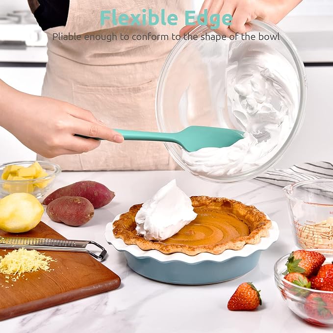 U-Taste 11.38" Silicone Baking Spatula: 480ºF Heat Resistant Food Grade Flexible Rubber Kitchen Bowl Scraper, Seamless Pastry Spreader for Mixing Stirring Scraping in Nonstick Cookware (Aqua Sky)