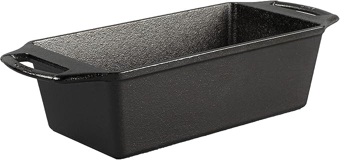 Lodge Seasoned Cast Iron Loaf Pan - Pre-Seasoned Rectangular Cast Iron Bakeware- Even Browning Bread Pan with Easy-Release Finish - PFAS-Free Non-Toxic Cookware - 8.5 Inches