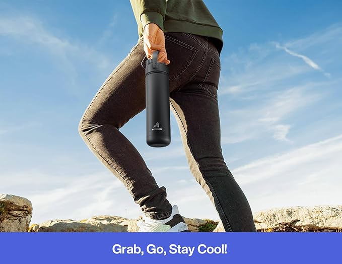 POWCAN 26 oz Insulated Water Bottle with 2-in-1 Straw and Spout Lid, Keep Cold 24H, Leak-Proof, Fits in Car Cup Holder, Stainless Steel Water Bottle for Sports, Travel, and School (Lupine)