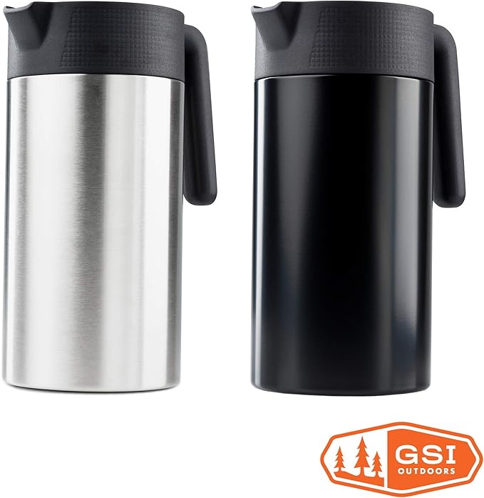 GSI Outdoors Glacier Stainless JavaPress, 30oz French Press Coffee Mug for Camping