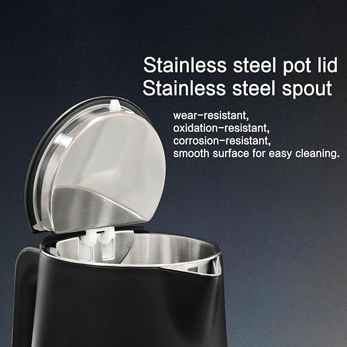 1.5L Electric Kettle Stainless Steel, Double Wall Cool Touch Teapot, Fast Boil, Precise Temperature Control, LCD Display, Auto Shut-Off, BPA-Free,Keep Warm Function, Ideal for Tea,Black