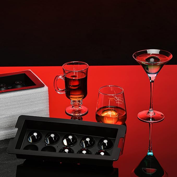 Sphere Clear Ice Cube Maker - Crystal Clear 1.7 Inch Ice Ball Silicone Tray,10 Round Ice Cubes Mold for Whiskey and Cocktail