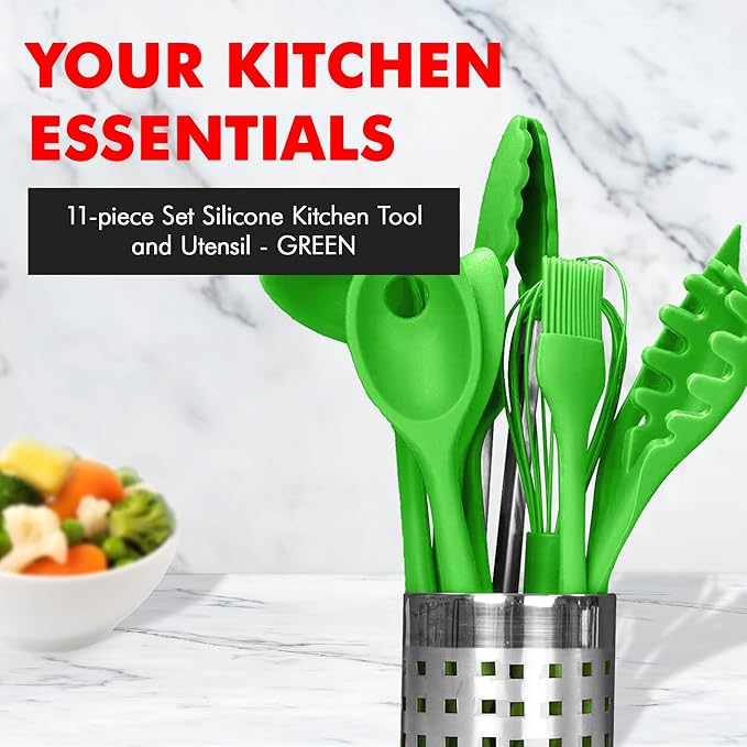 Chef Craft Premium Utensil Set Kitchen, Green, 11 Piece Set (42107)