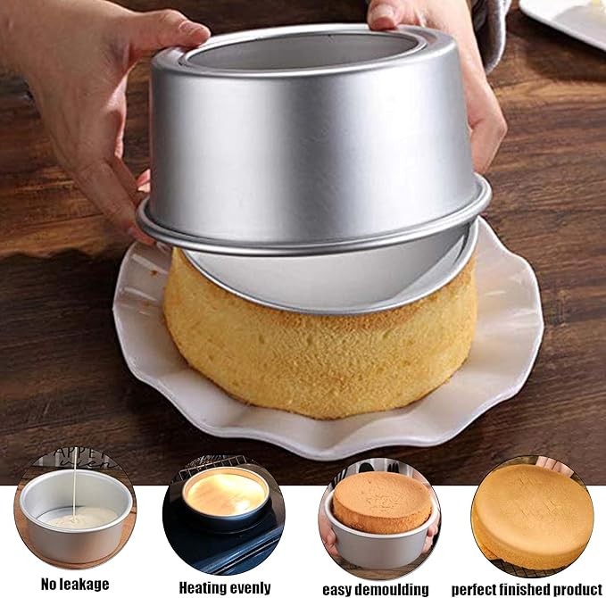 EXGOX 2 Pack 9-Inch Non-Stick Deep Aluminum Round Cake Pan With Removable Bottom For Wedding/Birthday/Christmas Cake Baking Round Cake Tin Set With Loose Base