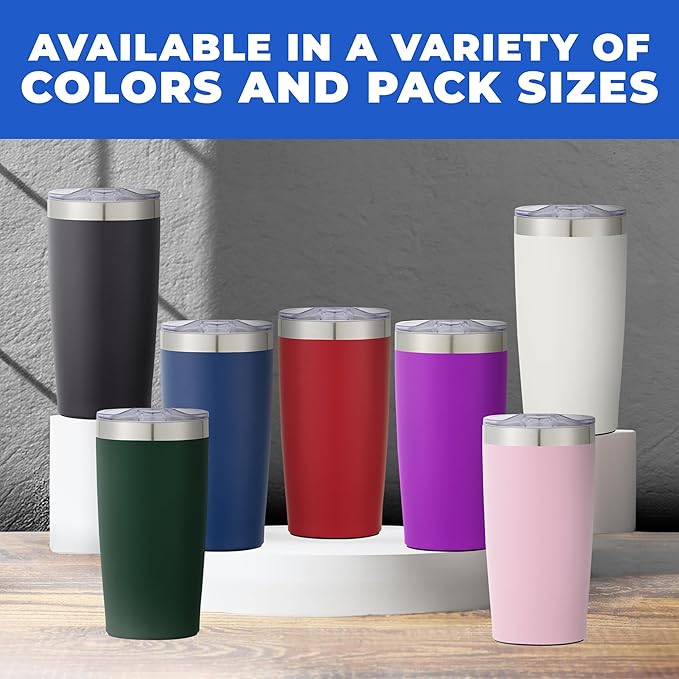 12 Ct of 20 Oz Two-Tone Himalayan Stainless Steel Tumbler with Lid – White – Customizable Insulated Cups for Water, Coffee, Hot & Iced Drinks – Great for DIY, Events, Work