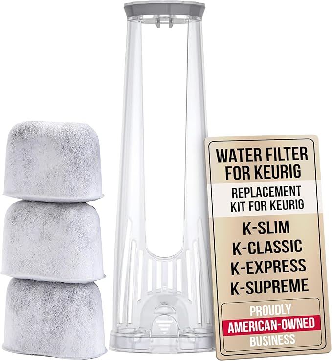 Keurig Filter Replacement Starter Kit - Water Filters for Keurig K-Classic, K-Supreme, K-Express, K-Elite, K-Select, K-Slim 2.0 Coffee Maker - Includes Tall Handle Filter Holder and 3-Pack Cartridges