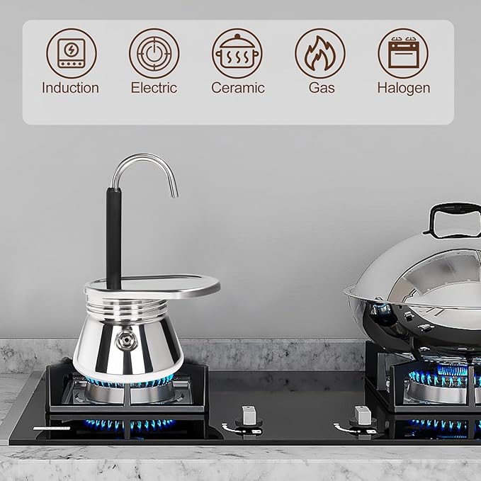 1 Cup Single Tube Moka Pot Stainless Steel Stovetop Espresso Maker Cafeteras Italian Percolator Espress Makers Capable Greca Mocha Coffee Machine for Induction Home 90ml 3oz