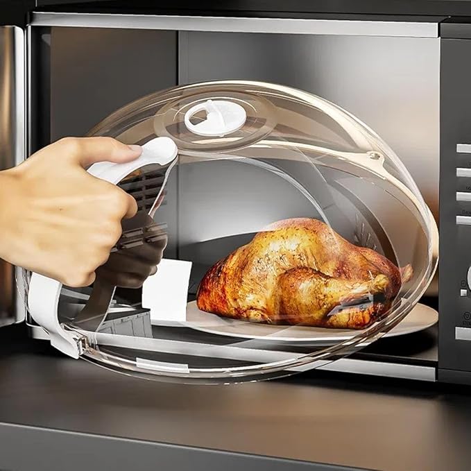 Microwave Oven Splatter Cover,High Temperature Proof Plastic Splash Guard Lid with Steam Vents and Handle for Keeps Microwave Oven Tidy and Food Fresh(Upgraded)