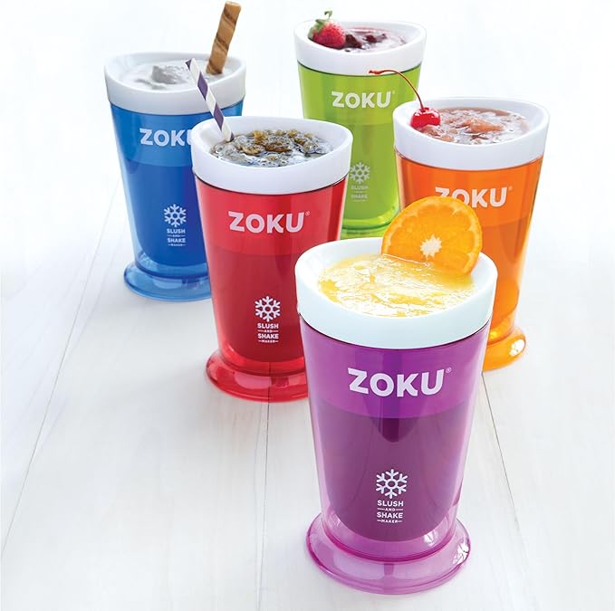 ZOKU Original Slush and Shake Maker, Slushy Cup 3 Pack for Quick Frozen Homemade Single-Serving Slushies, Fruit Smoothies, and Milkshakes in Minutes, Blue/Red/Green Set of 3