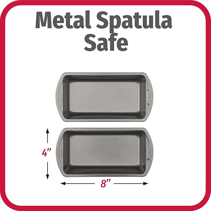 GoodCook Nonstick Loaf Pan 8 x 4-Inch Heavy-Duty Steel Bakeware with Easy-Clean Non-Stick Coating, Oven & Dishwasher Safe Pan for Meatloaf Breads Lasagnas Casseroles & More, Set of 2, Gray