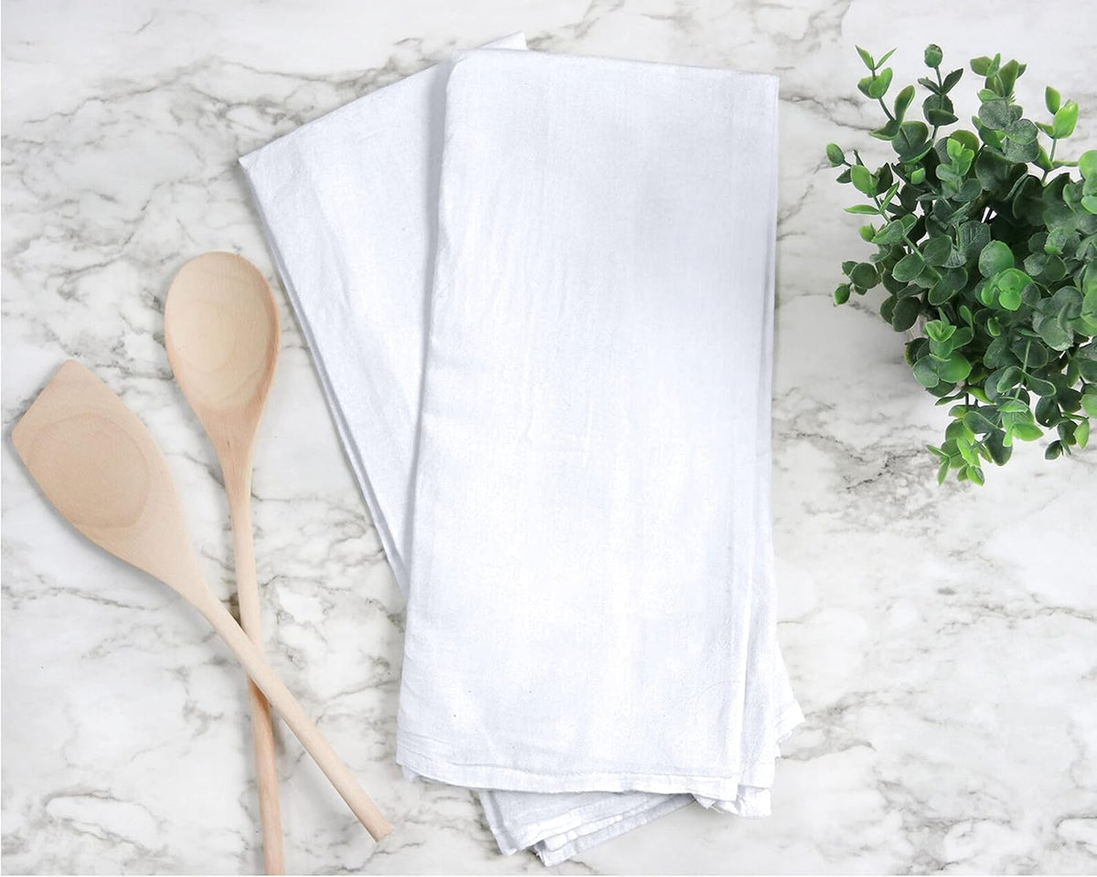 RUVANTI Flour Sack Towels 36 Pack 28x28 Inch, 100% Cotton Tea Towel, Reusable, Machine Washable, Absorbent BarTowels - Dish Cloth Perfect for Drying Dishes & Cleaning -White