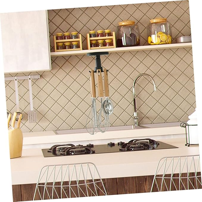 Milisten 3pcs Rotatable Kitchen Utensil Hooks Wall Mounted Plastic Hanger Set Space Saving Hanging Utensil Holder for Kitchen Organization